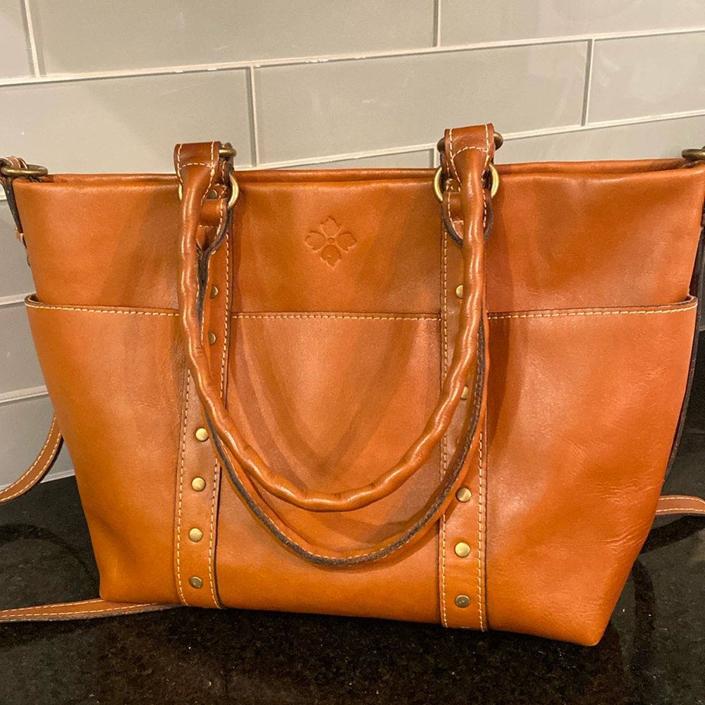 Large Brown Patricia Nash Tote approximately 17x25